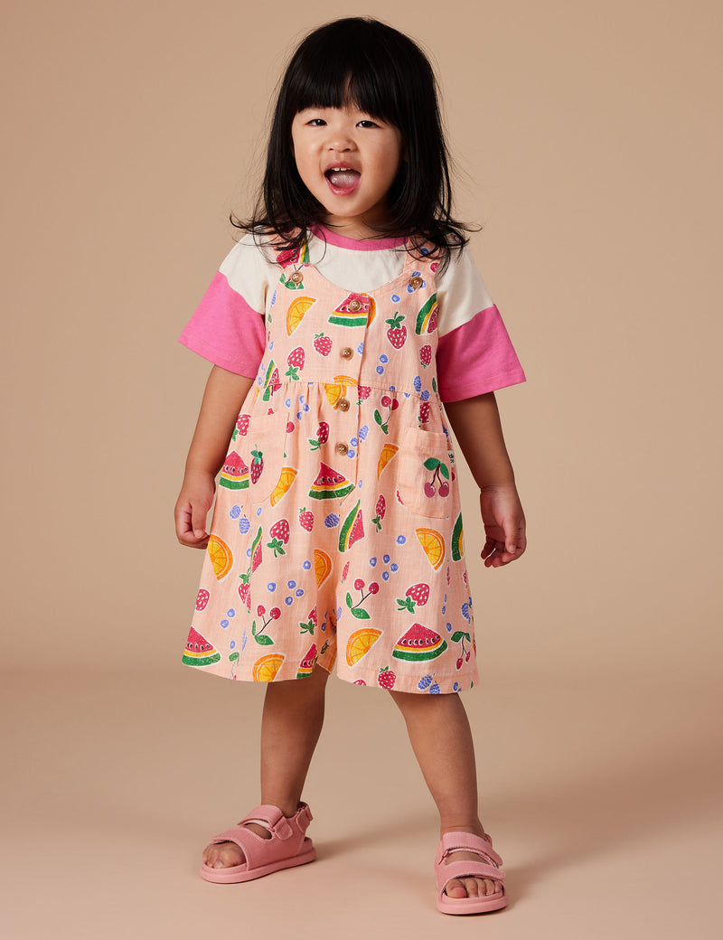 Sara Linen Shortalls - Fruit Salad