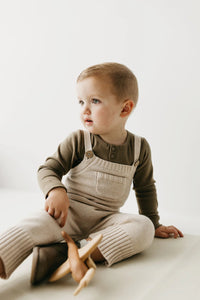 Organic Cotton Fine Rib Long Sleeve Bodysuit - Pecan - Child Boutique