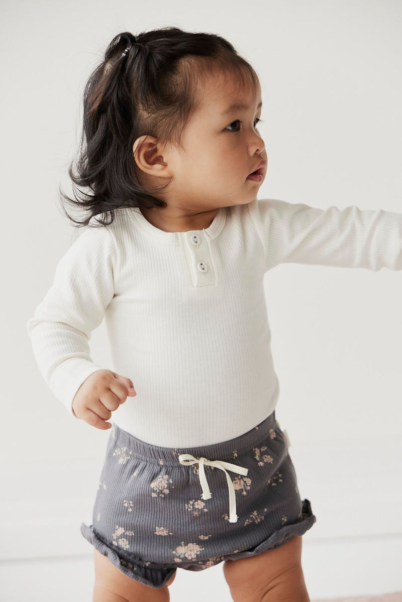 Organic Cotton Fine Rib Long Sleeve Bodysuit - Milk - Child Boutique