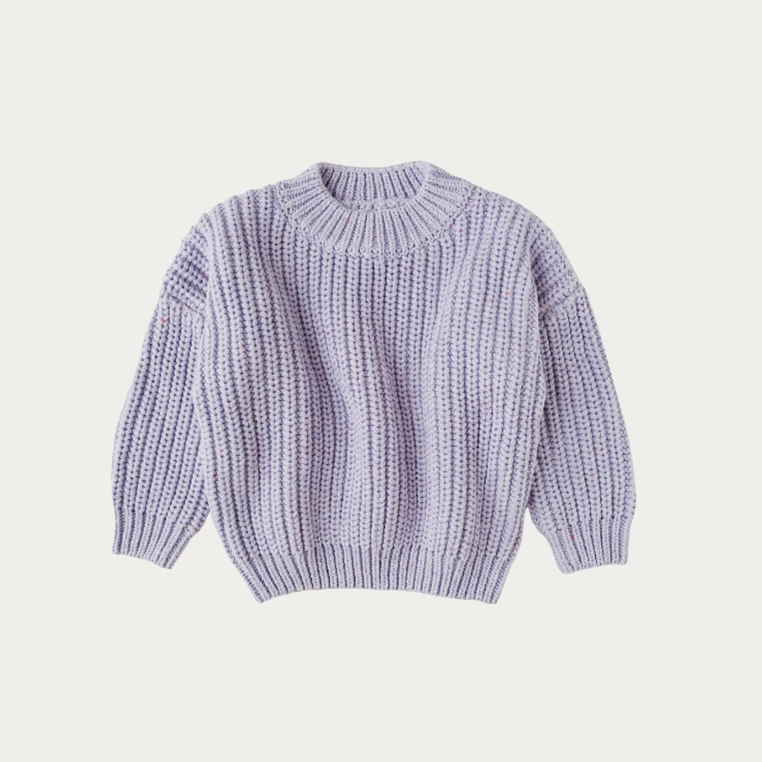 Chunky Knit Pullover - Lavender Fleck - Child Boutique