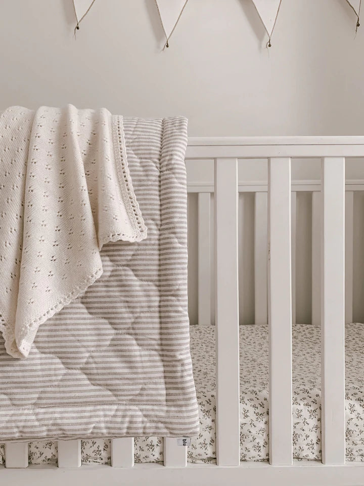 Quilted Blanket - Oatmeal Stripe - Child Boutique