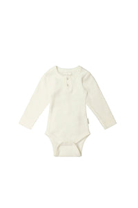 Organic Cotton Fine Rib Long Sleeve Bodysuit - Milk - Child Boutique