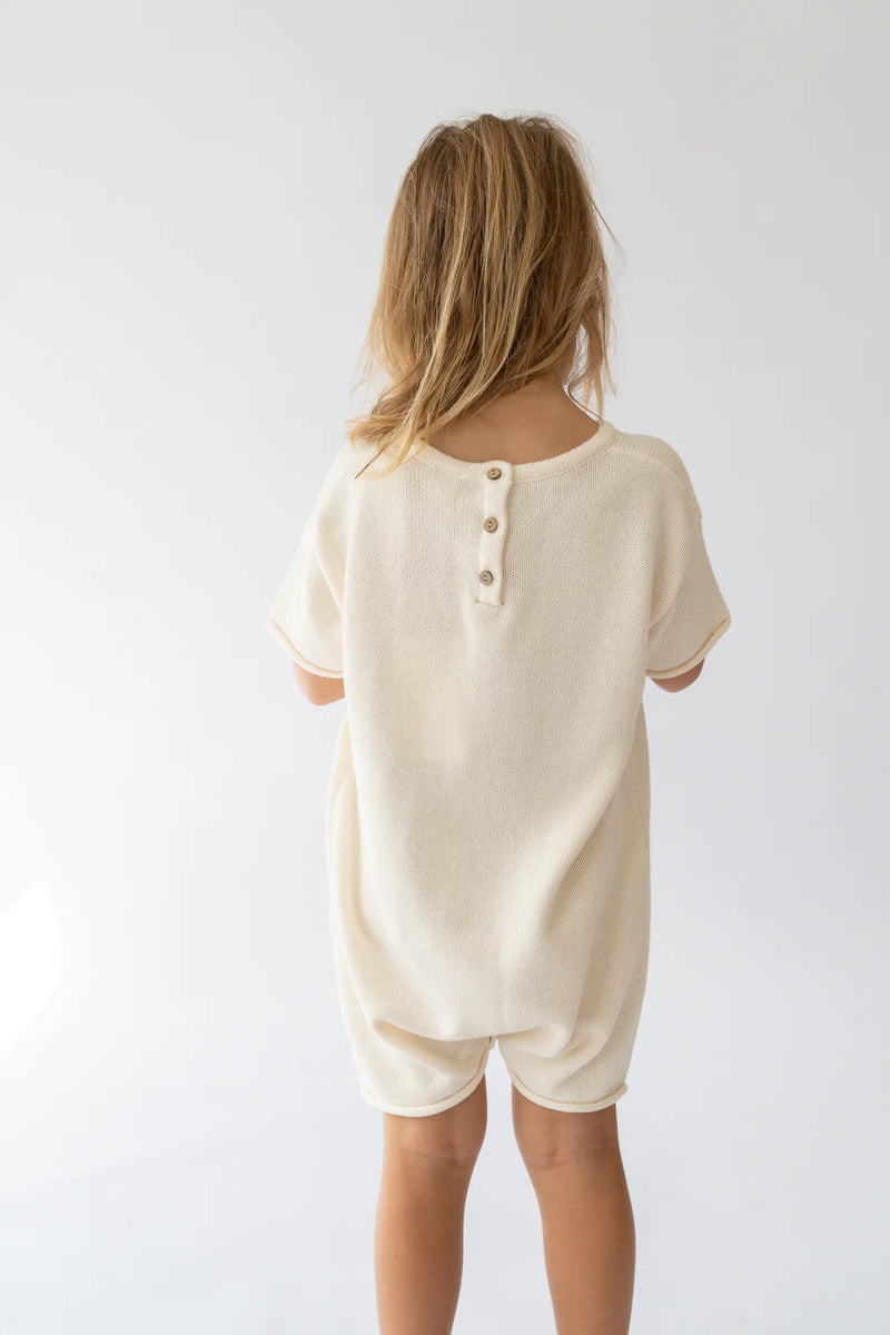 Short Sleeve Essential Knit Romper - Vanilla - Child Boutique