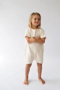 Short Sleeve Essential Knit Romper - Vanilla - Child Boutique