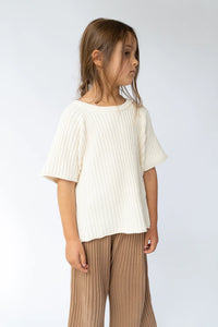 Essential Ribbed Knit Tee - Vanilla - Child Boutique