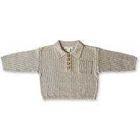 Linen Rib Button Up Jumper - Linen - Child Boutique