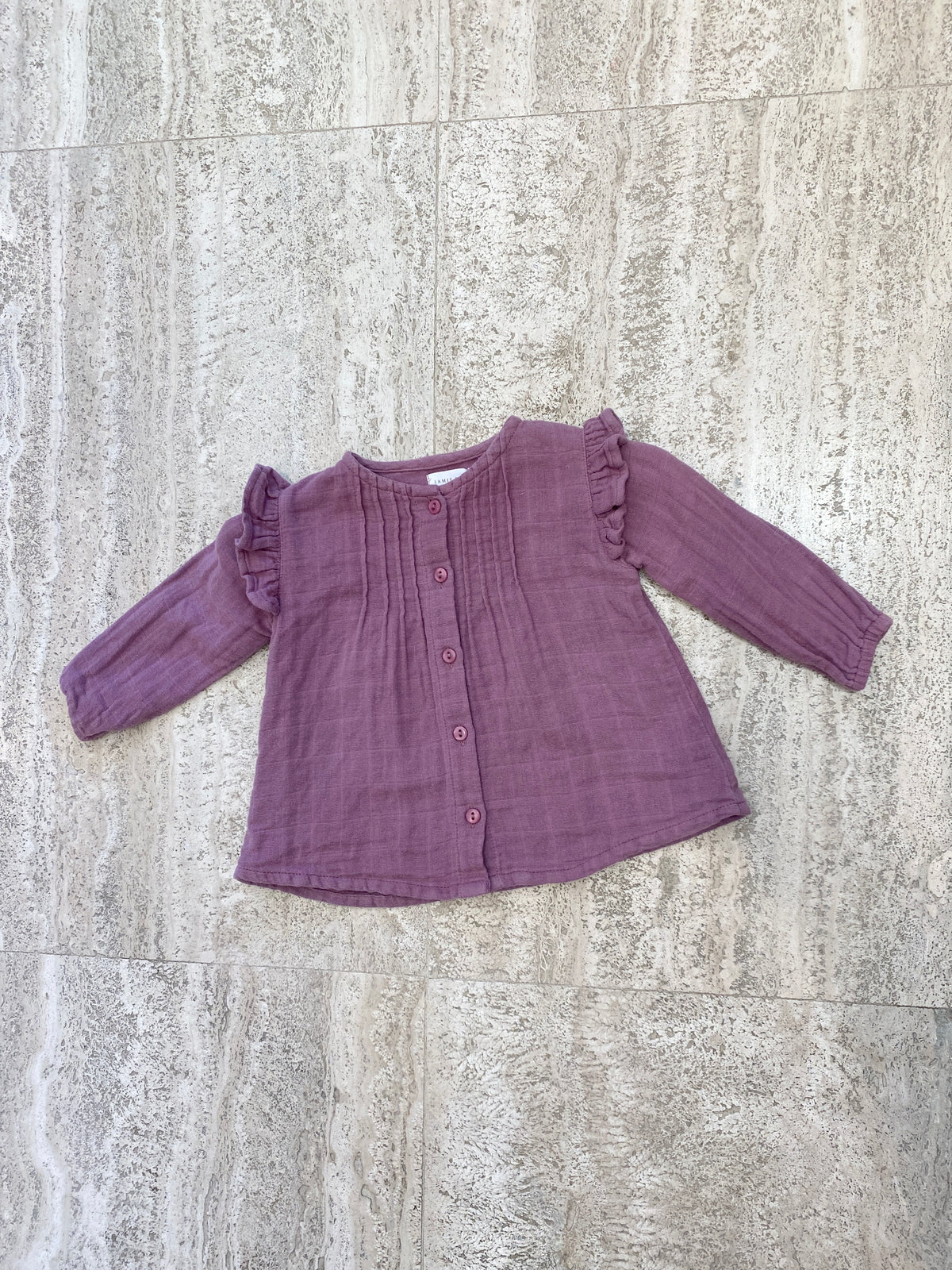 Muslin Frill Blouse - Purple - 3-6m - Child Boutique