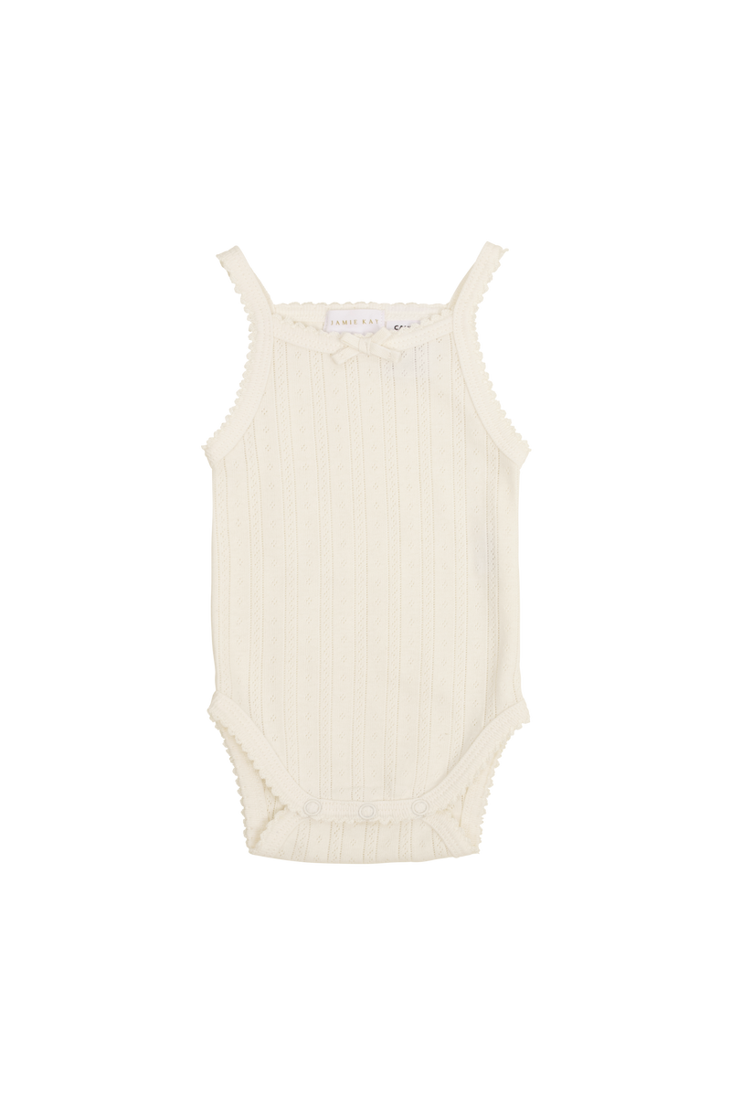 Organic Cotton Pointelle Singlet Bodysuit - Natural - Child Boutique