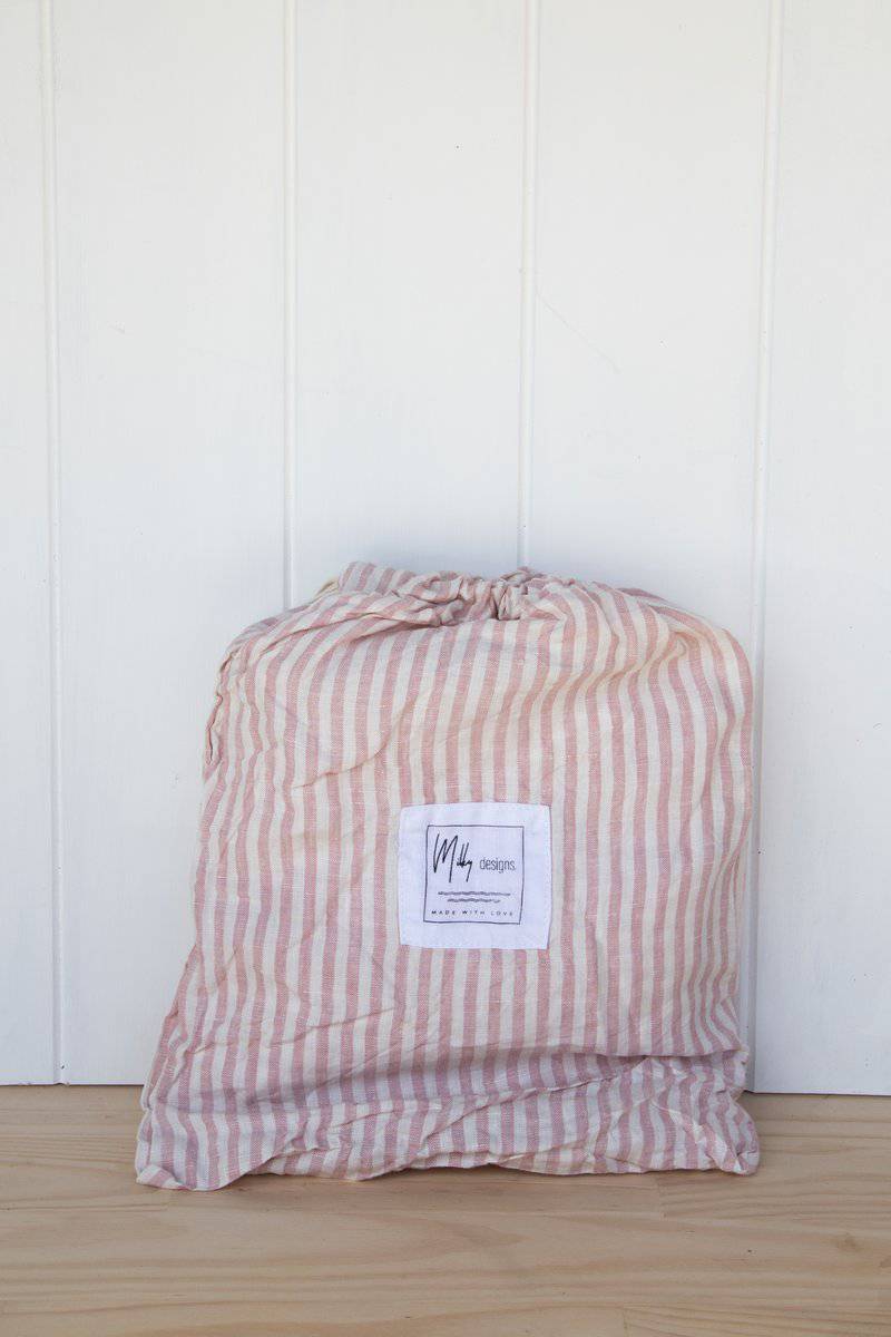 Linen Bassinet Sheet - Pink Stripe - Child Boutique