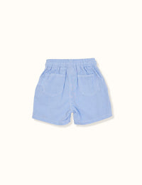Seersucker Cotton Board Shorts - Blue Stripe - Child Boutique