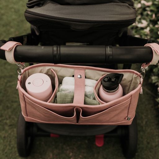 Faux Leather Stroller Organiser/Pram Caddy - Dusty Rose - Child Boutique
