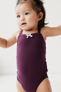 Organic Cotton Fine Rib Long Lacie Singlet Bodysuit - Sugar Plum - Child Boutique