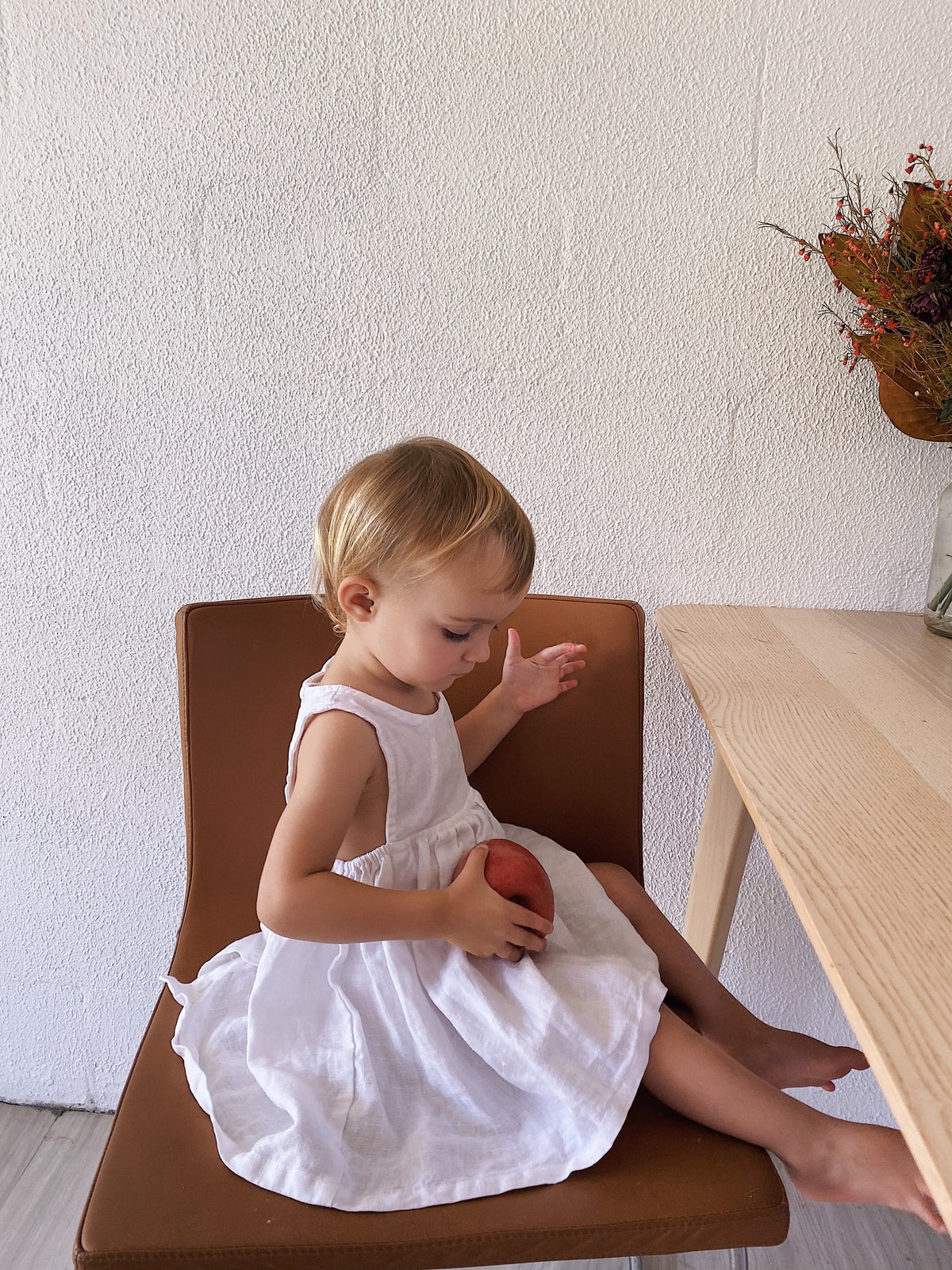 Linen Sun Dress - White - Child Boutique