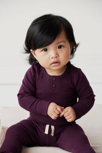 Organic Cotton Fine Rib Long Sleeve Bodysuit - Sugar Plum - Child Boutique